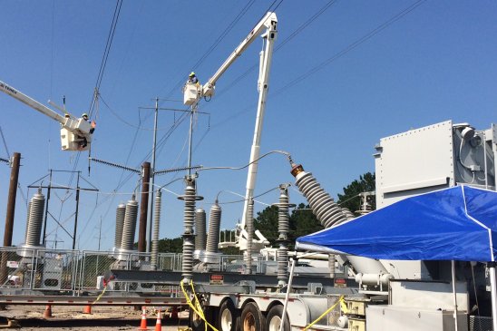 Repair work was safely accomplished at the Cleco substation  near Bevil Oaks.